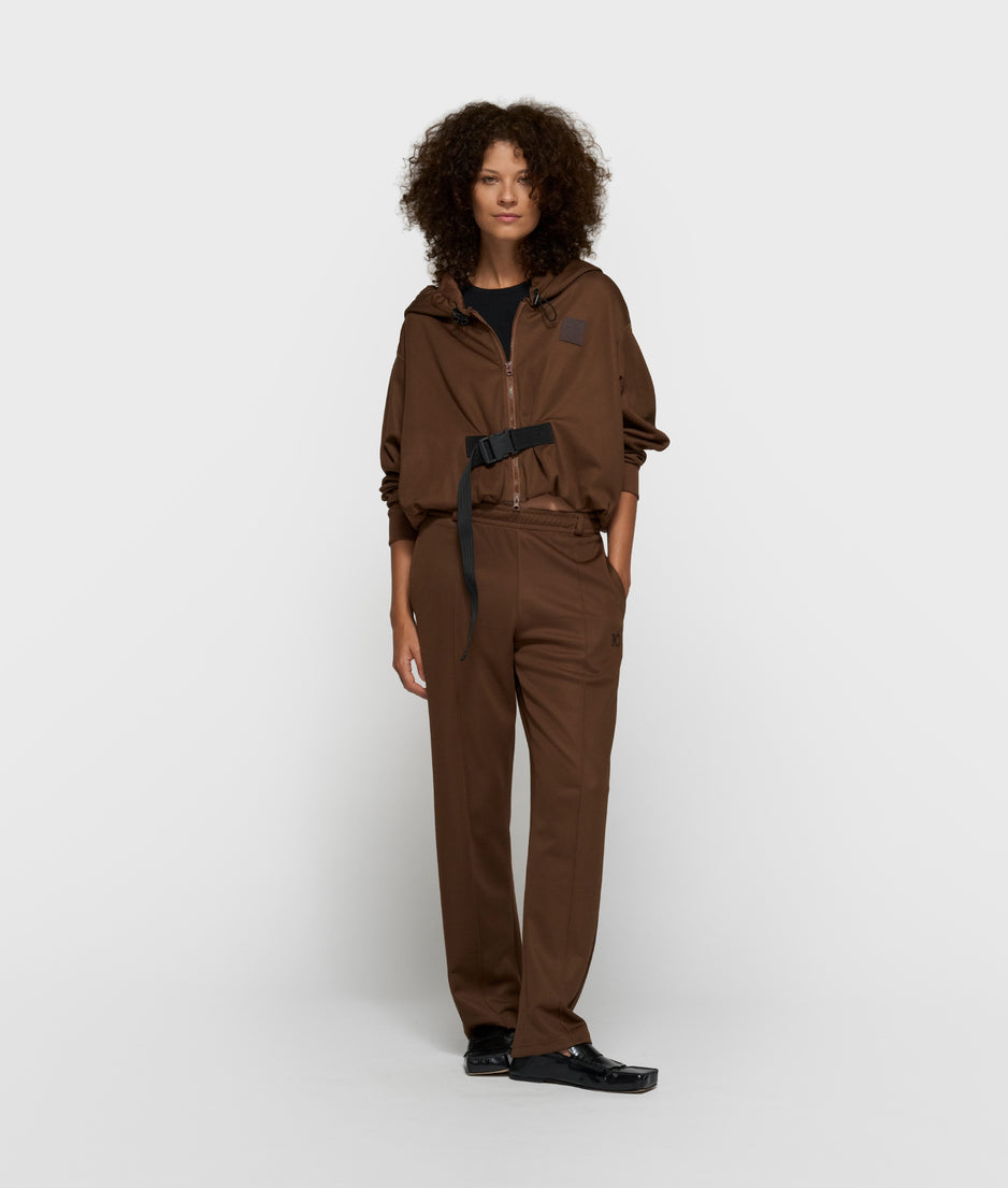 belted zip hoodie | dark truffle