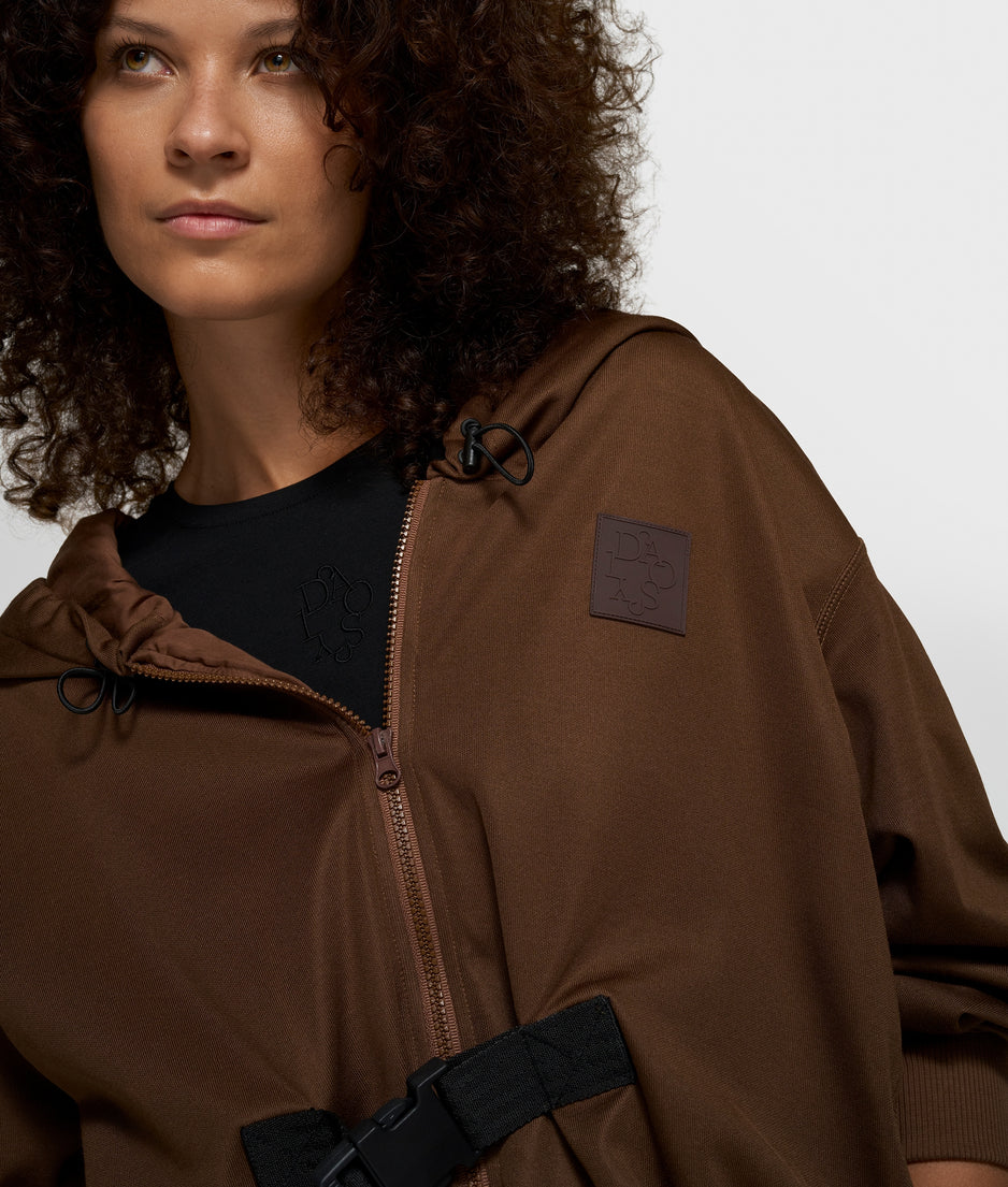 belted zip hoodie | dark truffle