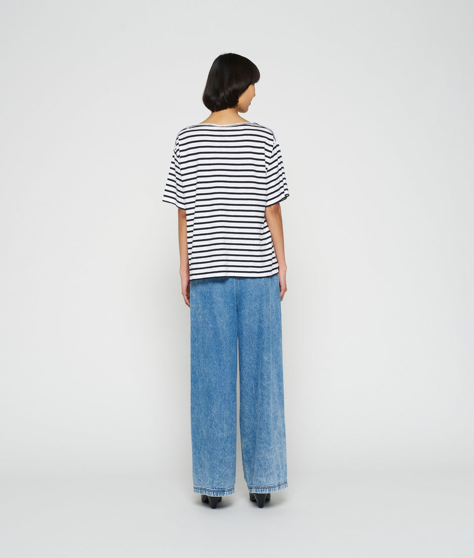 jersey tee stripe | ecru/black