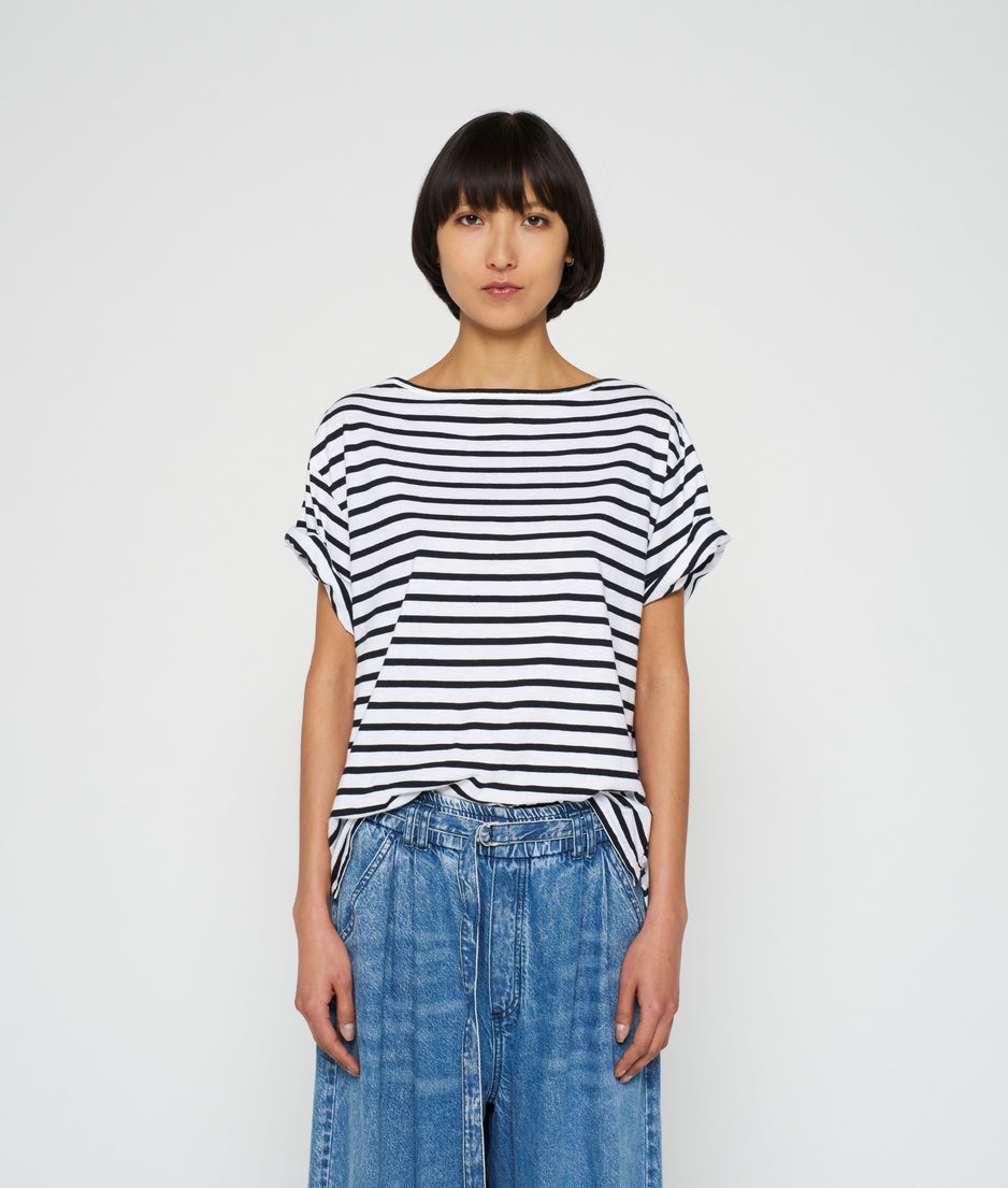 jersey tee stripe | ecru/black