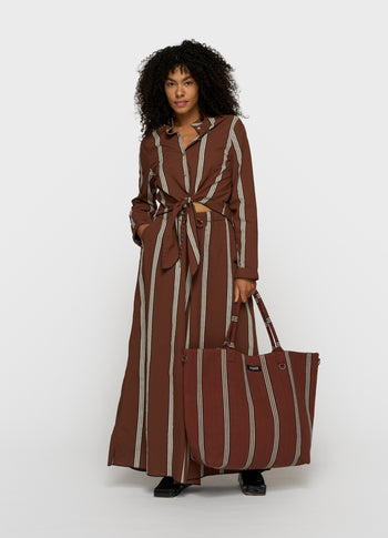 wide leg pants stripes | deep brown