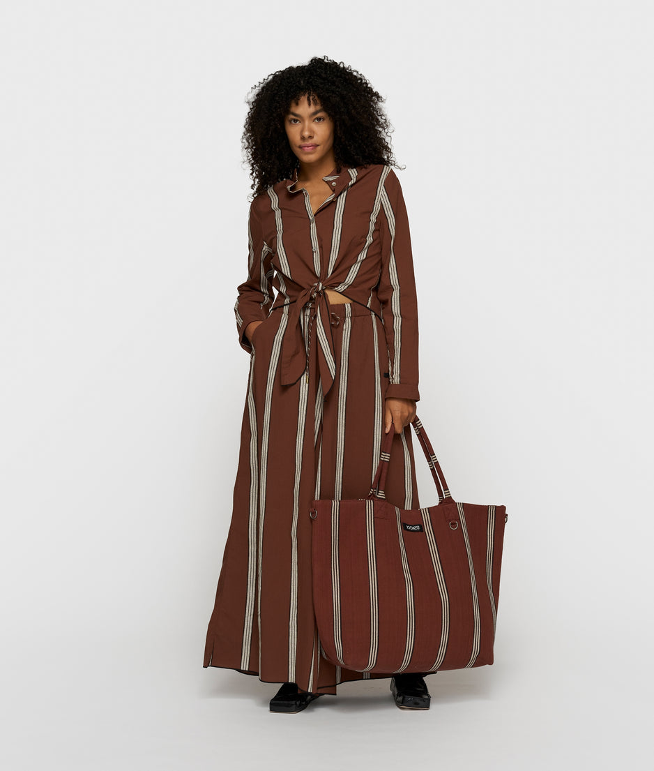 beach shopper stripes | deep brown