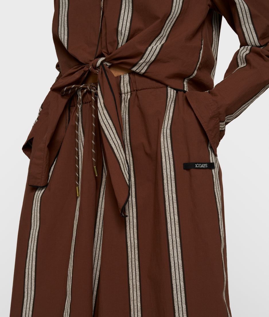 wide leg pants stripes | deep brown