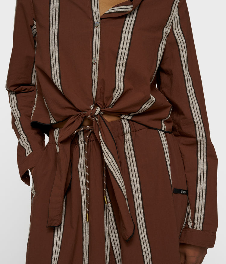 cropped knot blouse | deep brown