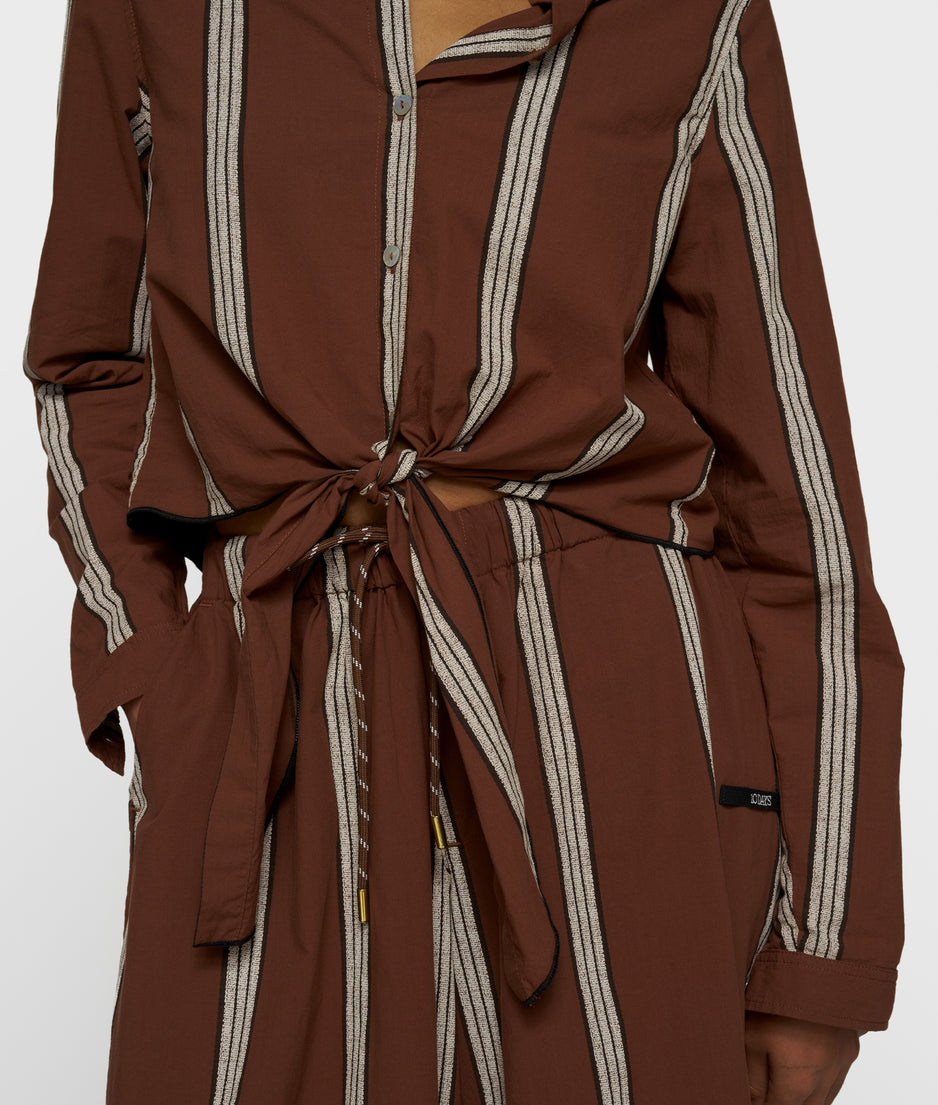 cropped knot blouse | deep brown