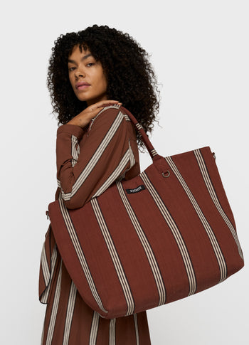 beach shopper stripes | deep brown