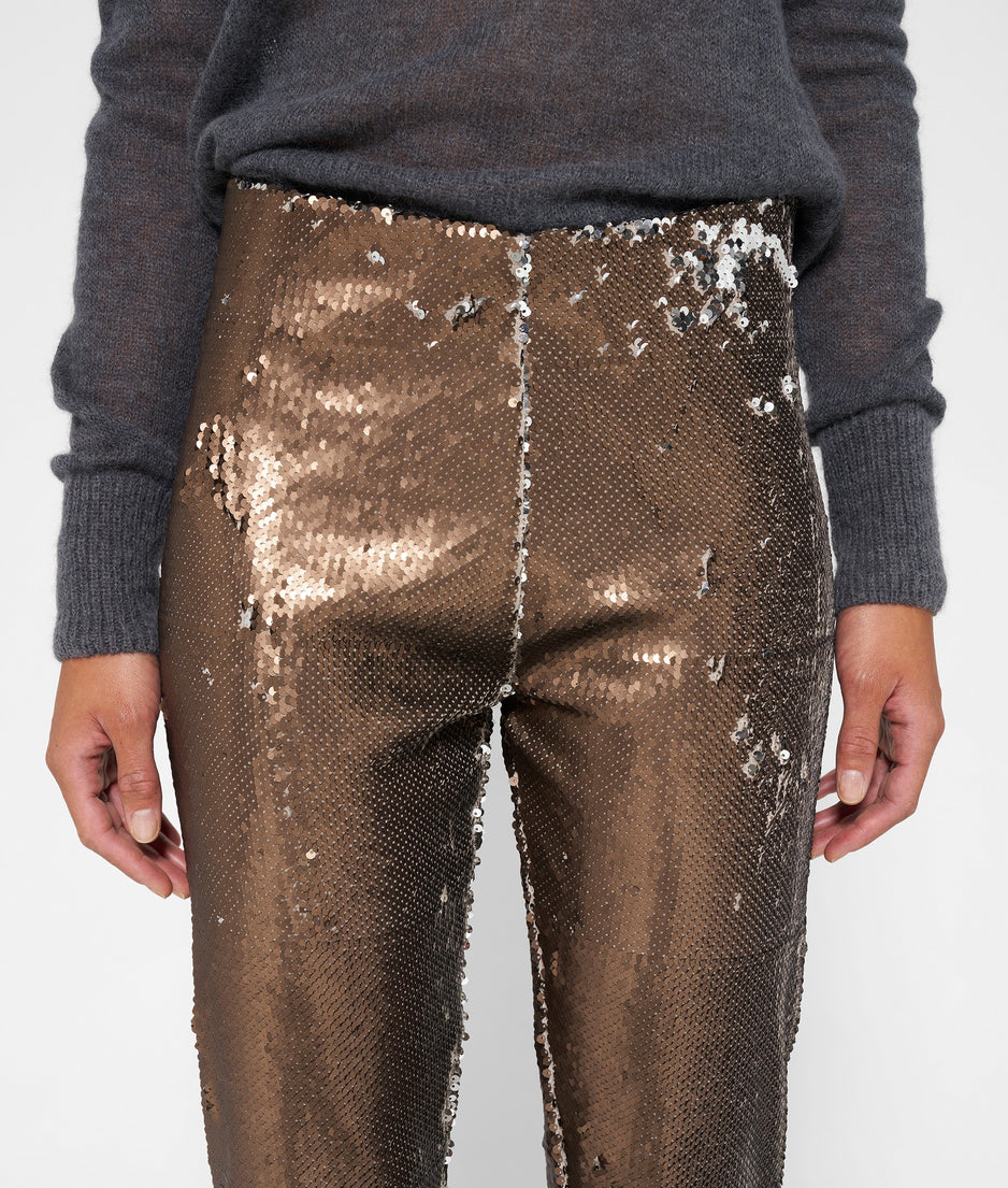 pants sequins | warm taupe