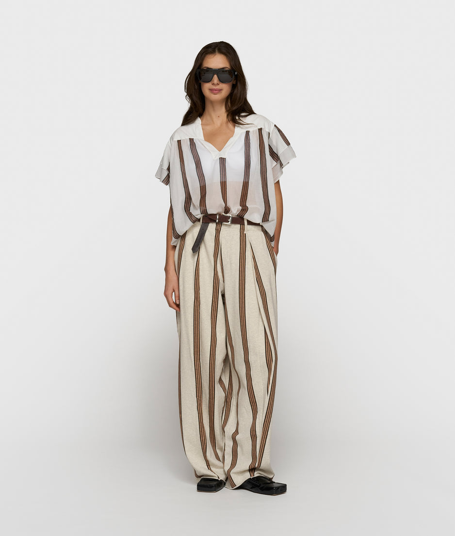 a-line top stripes | ecru