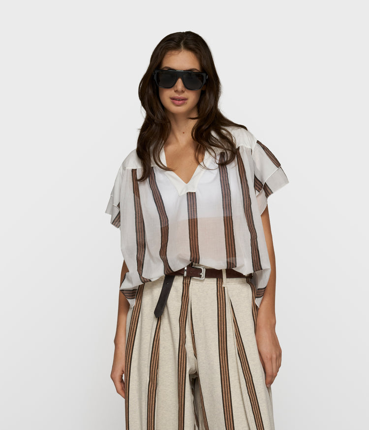 a-line top stripes | ecru