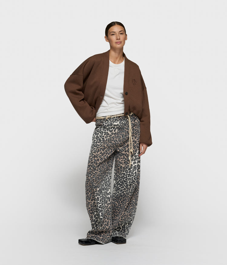 western pants leopard | ecru