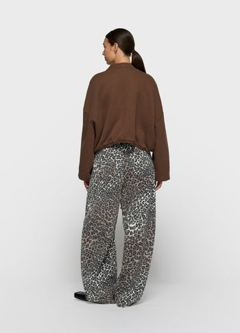 western pants leopard | ecru