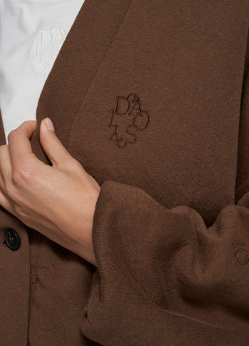 cropped baseball cardigan | dark truffle