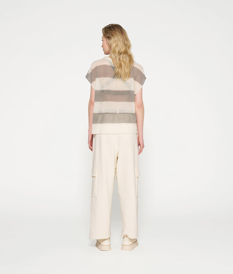 knit top stripes | ecru/sage