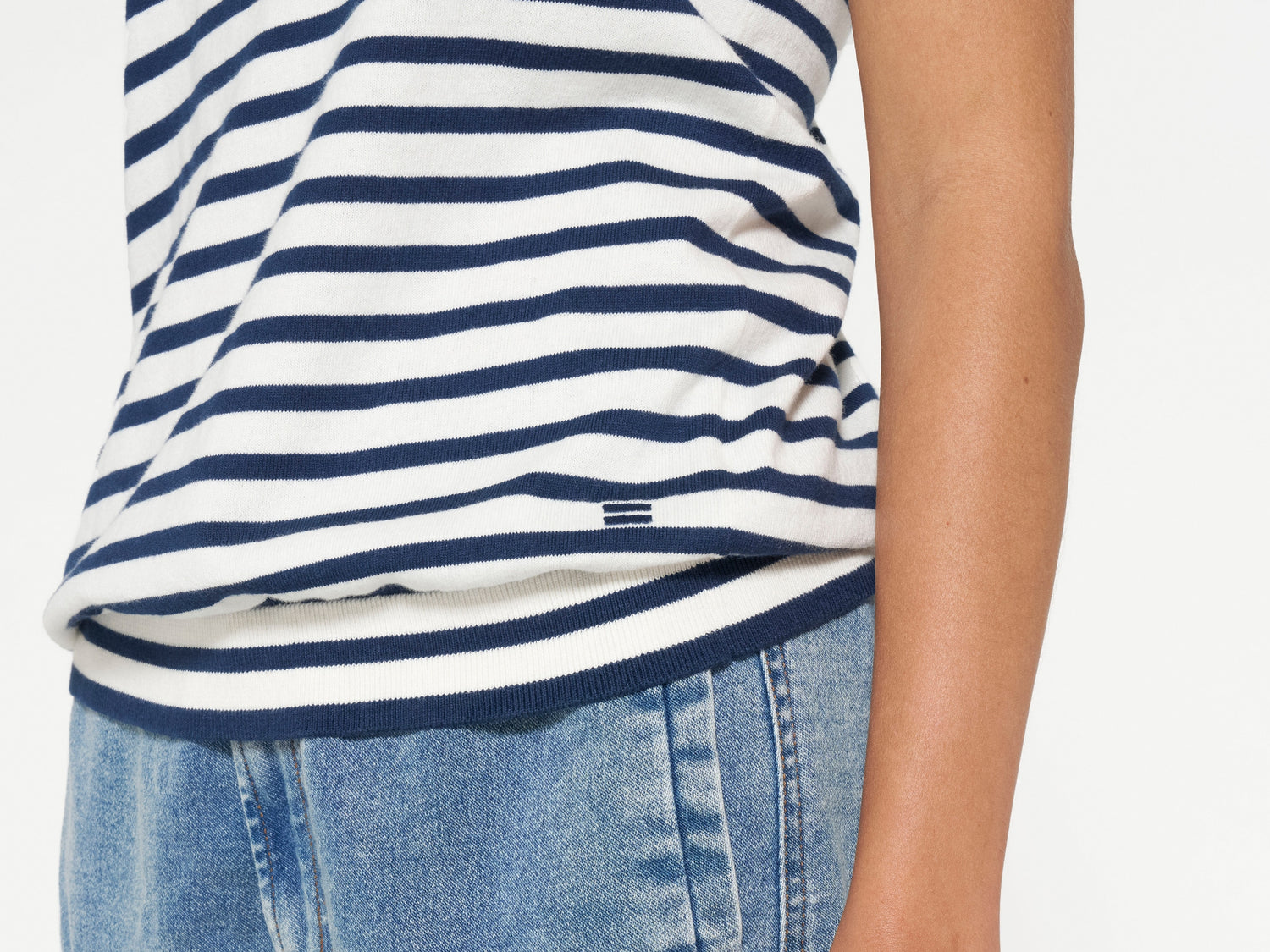 one shoulder knit top | ecru/night sky