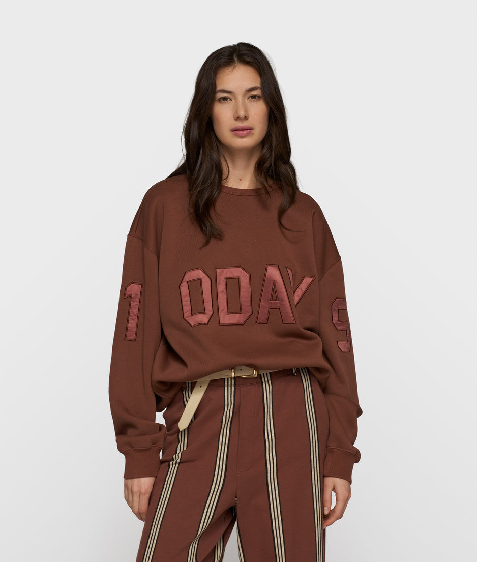 statement sweater logo | deep brown
