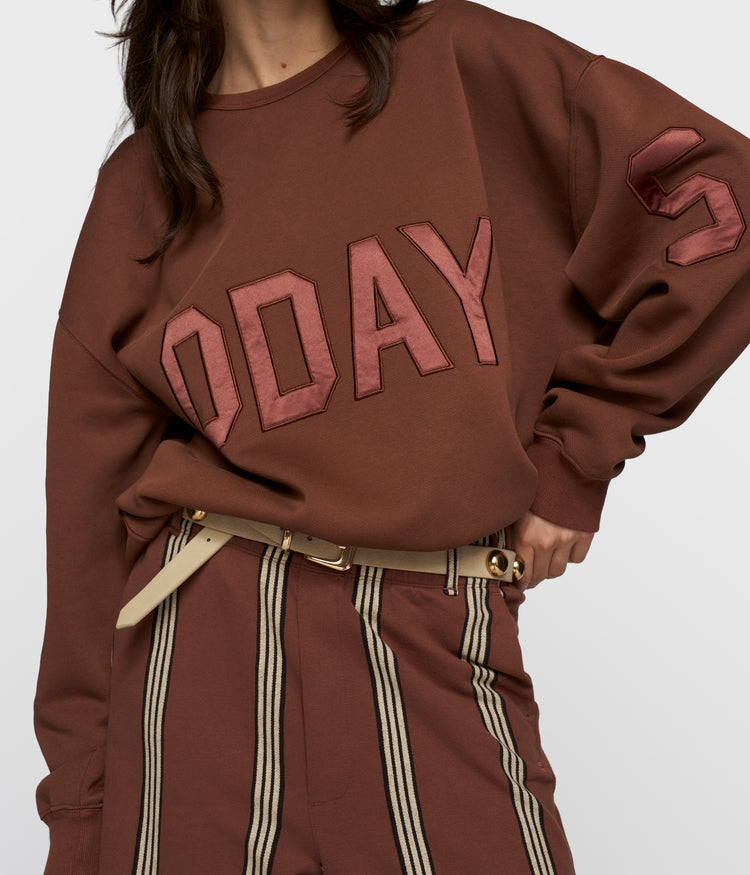 statement sweater logo | deep brown