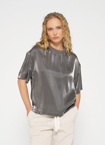 shiny blouse tee | silver