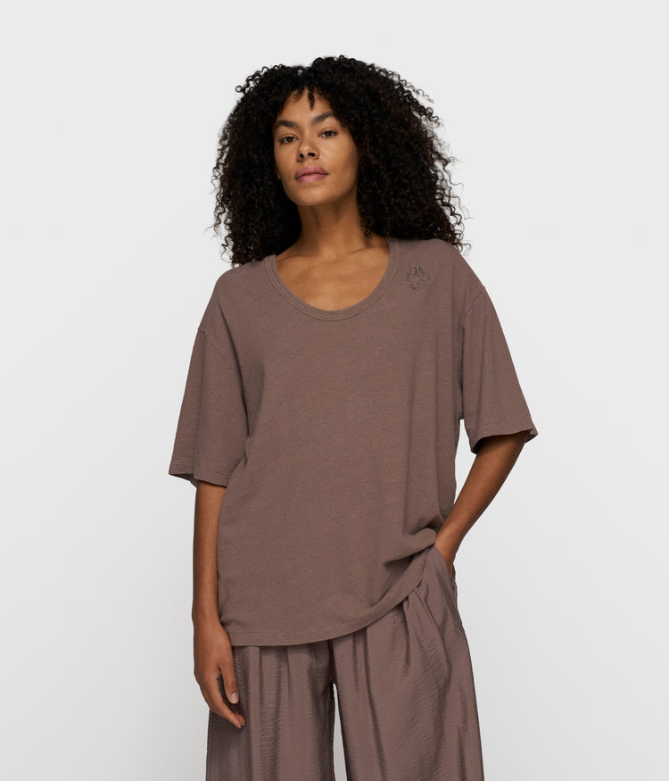 deep tee cotton linen | moonrock