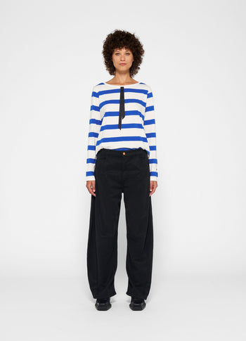 longsleeve tee bow stripe | ecru/electric blue