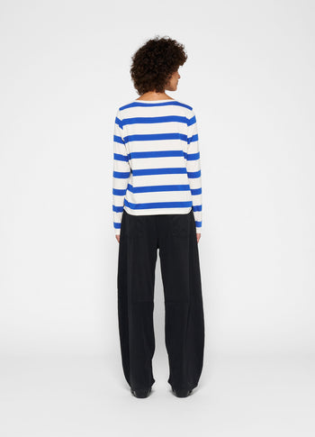 longsleeve tee bow stripe | ecru/electric blue