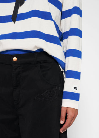 longsleeve tee bow stripe | ecru/electric blue