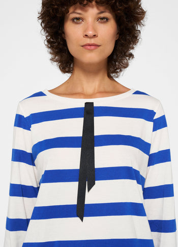 longsleeve tee bow stripe | ecru/electric blue