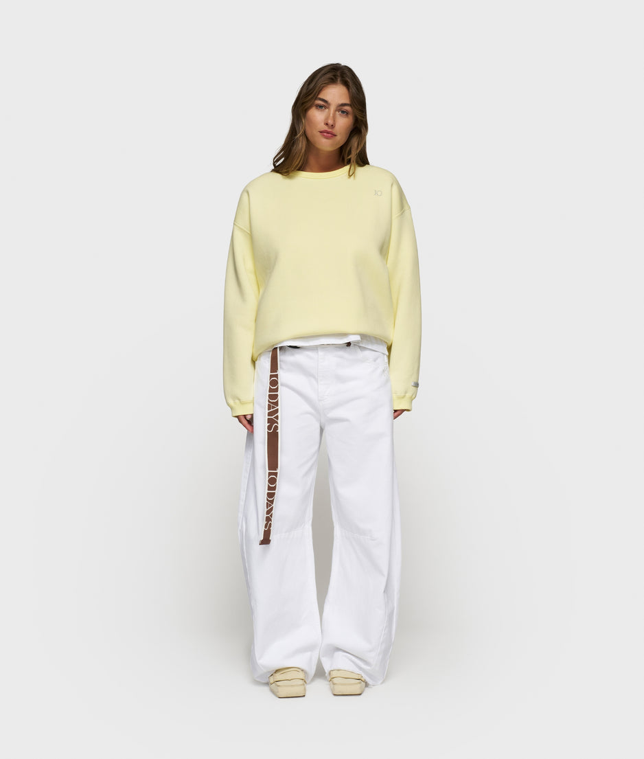 raw edge sweater | pastel yellow
