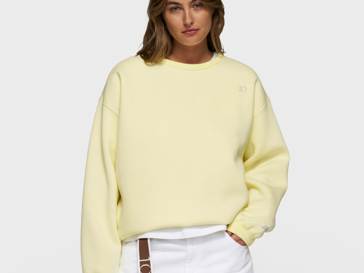 raw edge sweater | pastel yellow