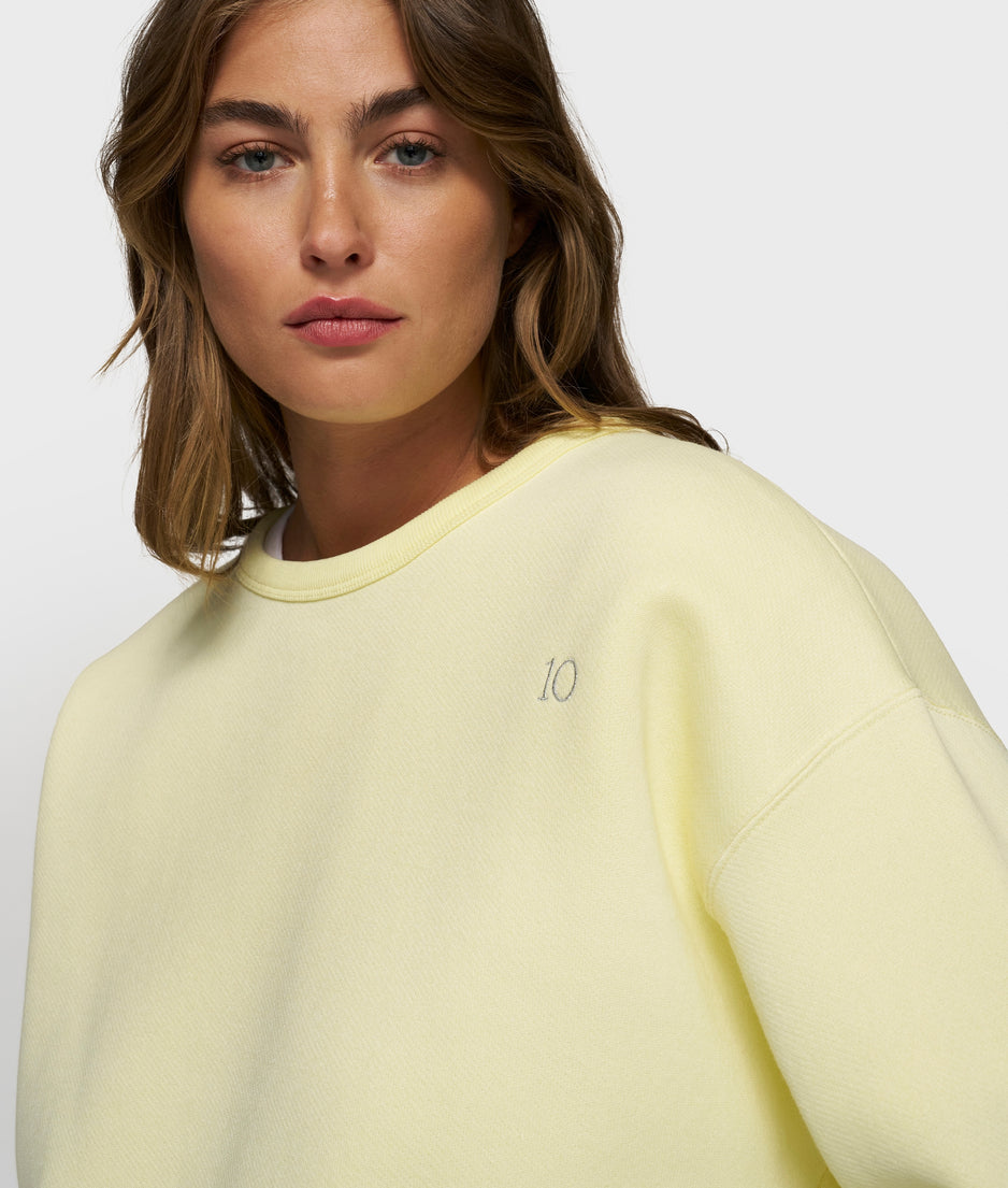 raw edge sweater | pastel yellow