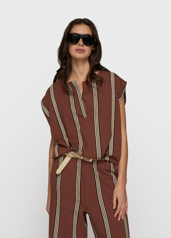 balloon top stripes | deep brown