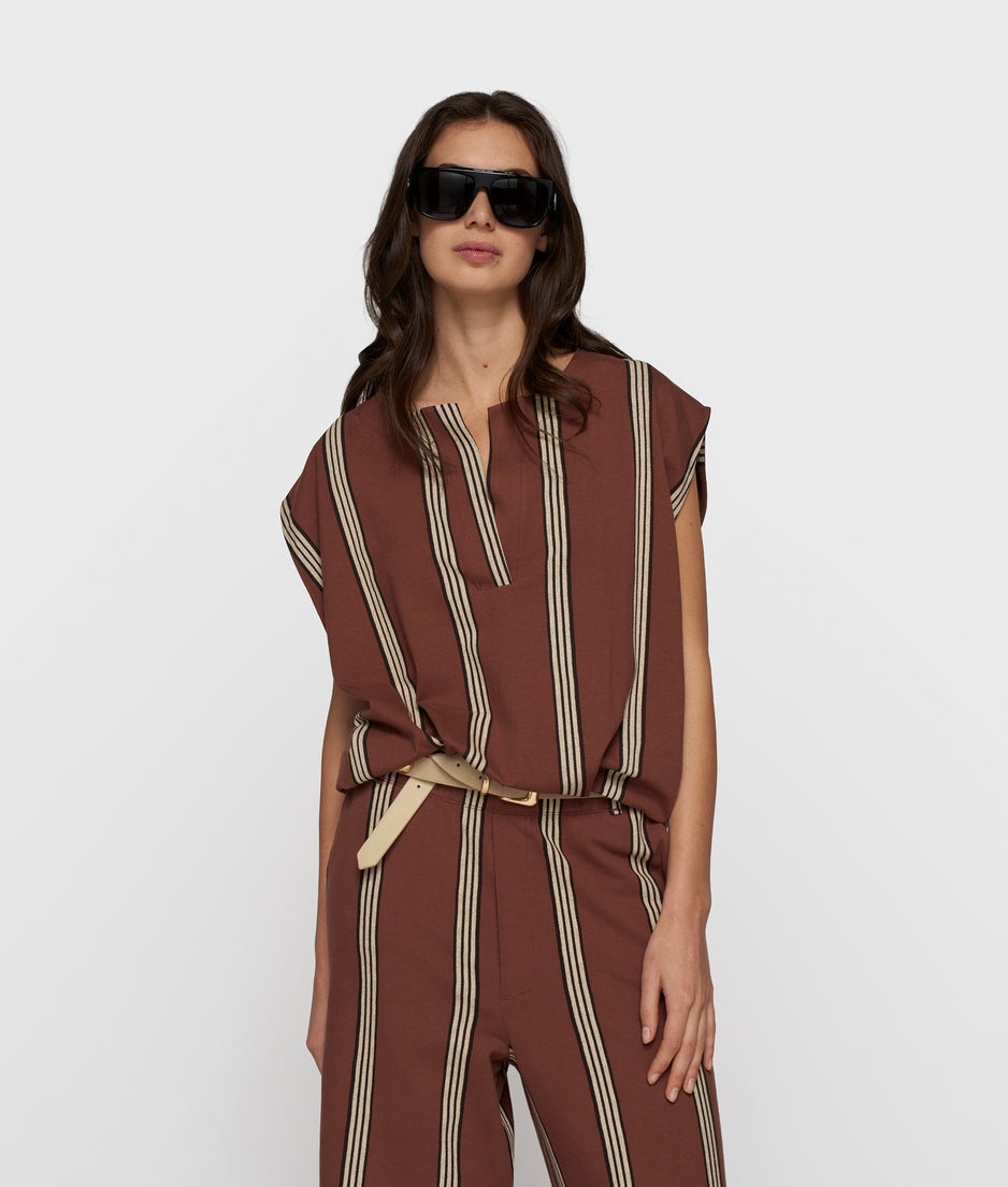 balloon top stripes | deep brown