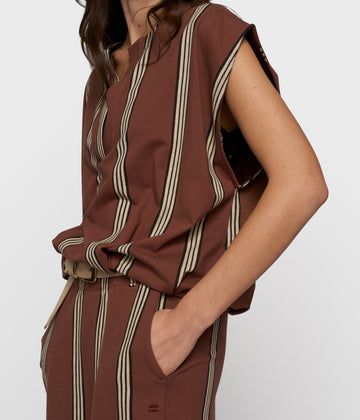 balloon top stripes | deep brown
