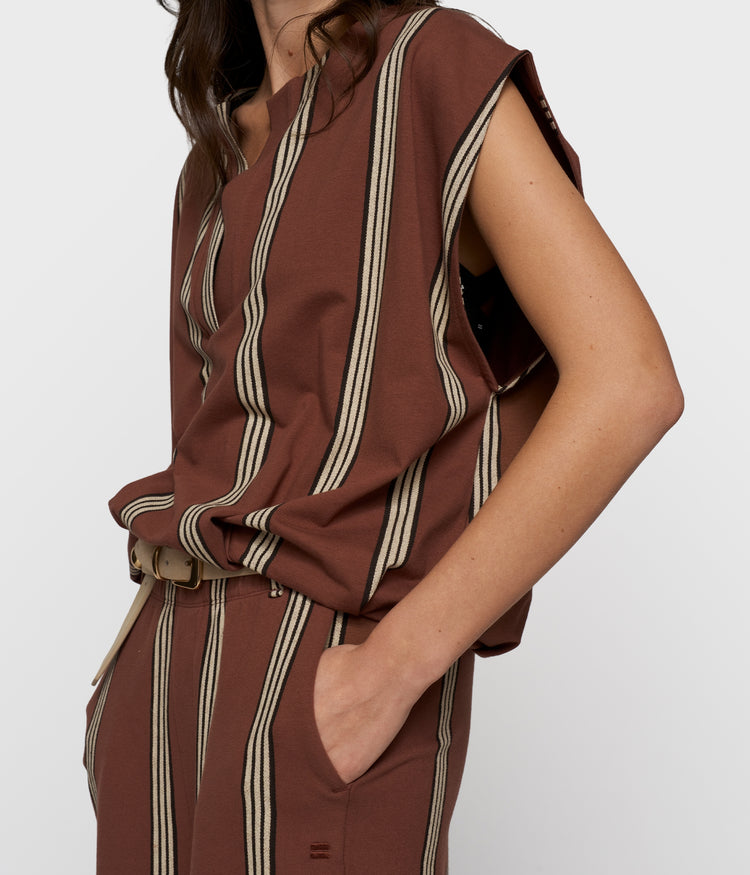 balloon top stripes | deep brown