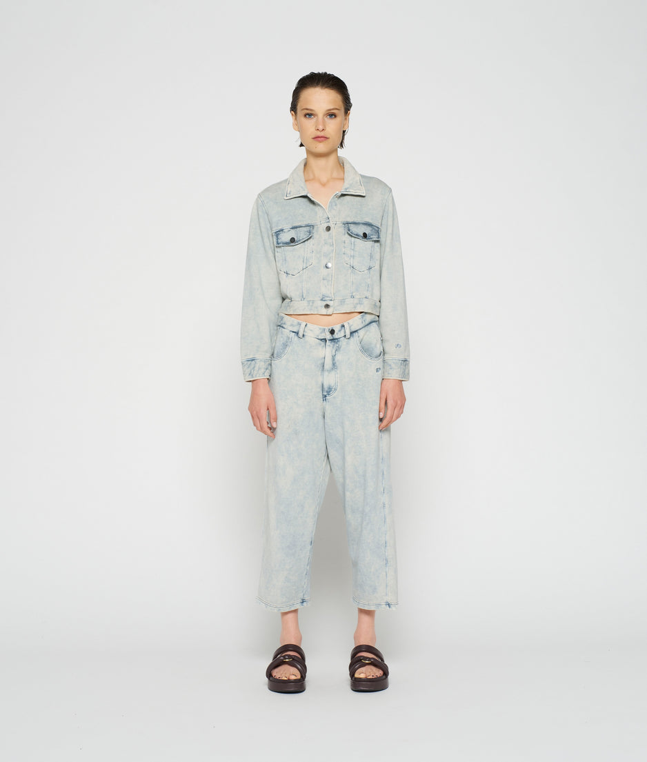 washed cropped jacket | blue denim