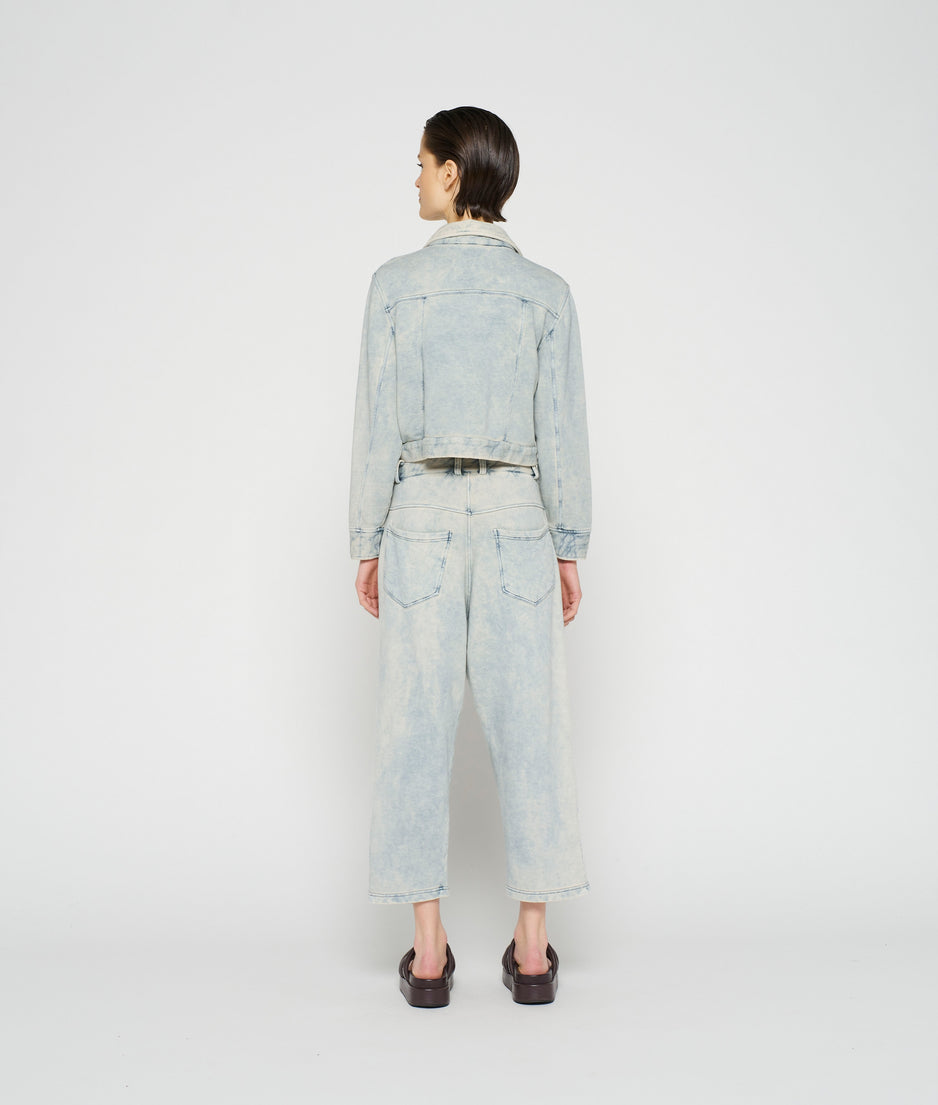 washed cropped jacket | blue denim