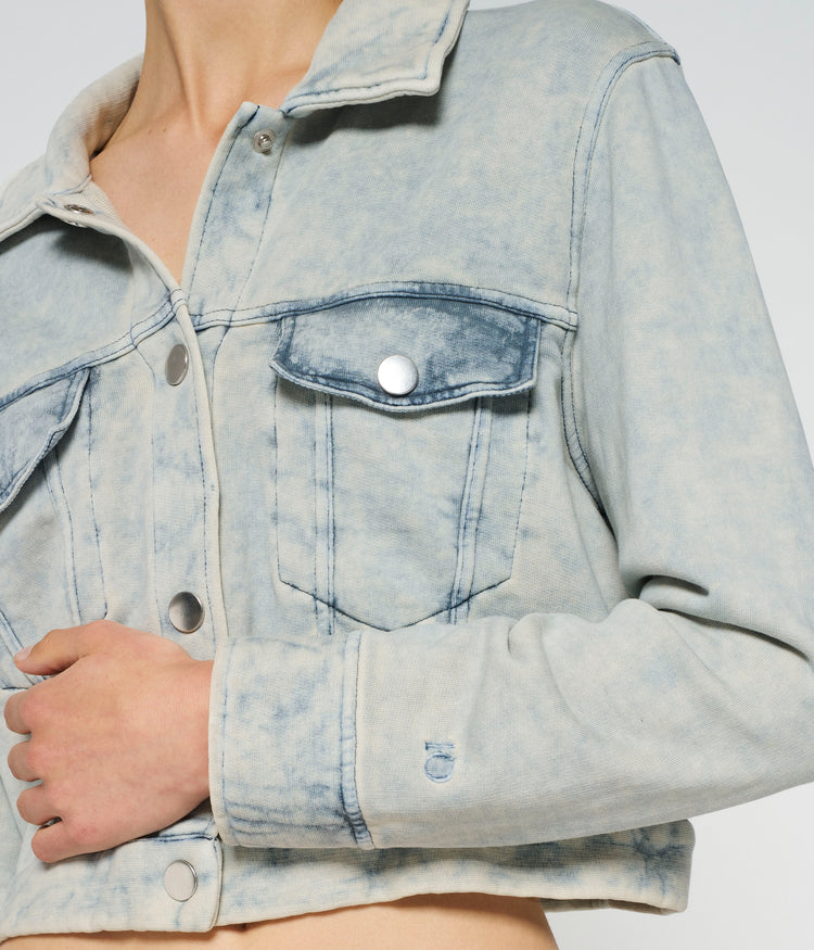 washed cropped jacket | blue denim