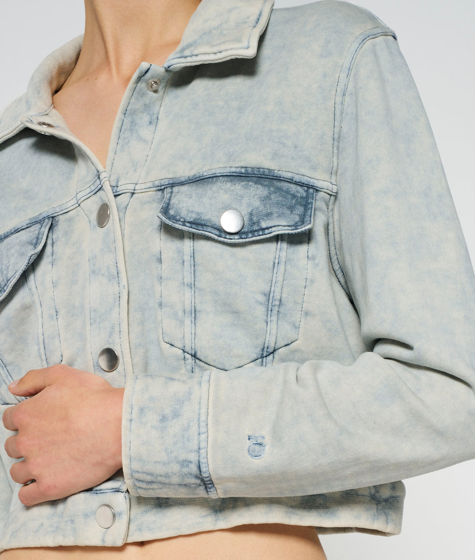 washed cropped jacket | blue denim