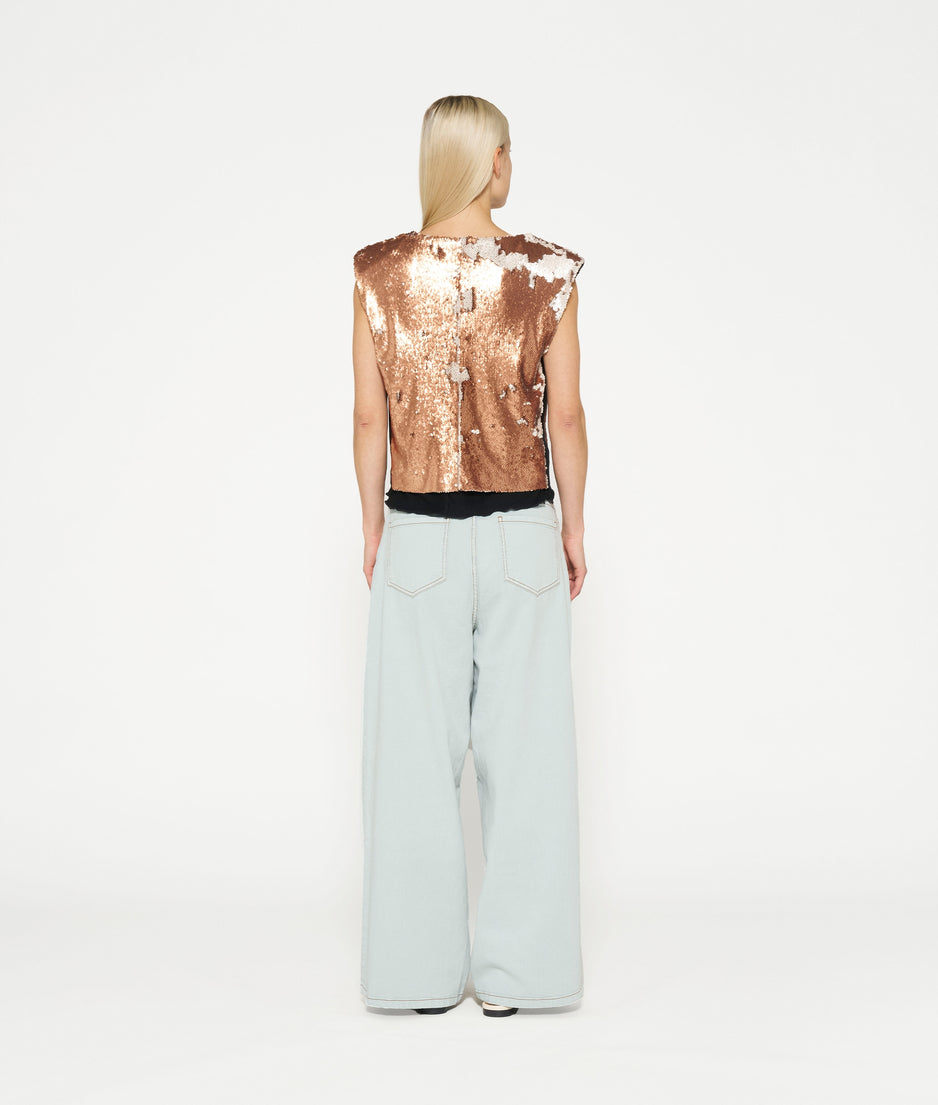 padded top sequins | rose gold