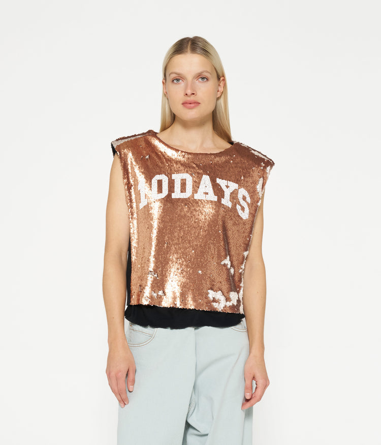 padded top sequins | rose gold