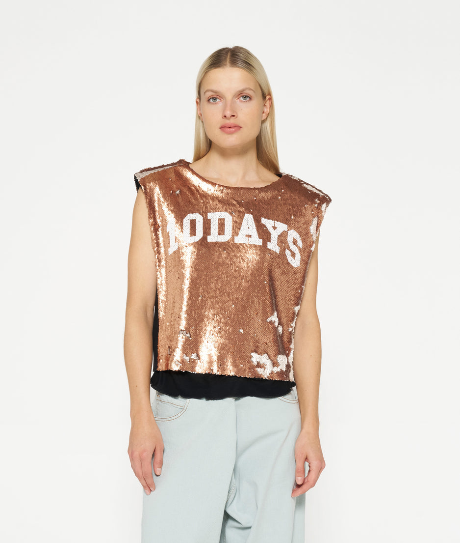 padded top sequins | rose gold