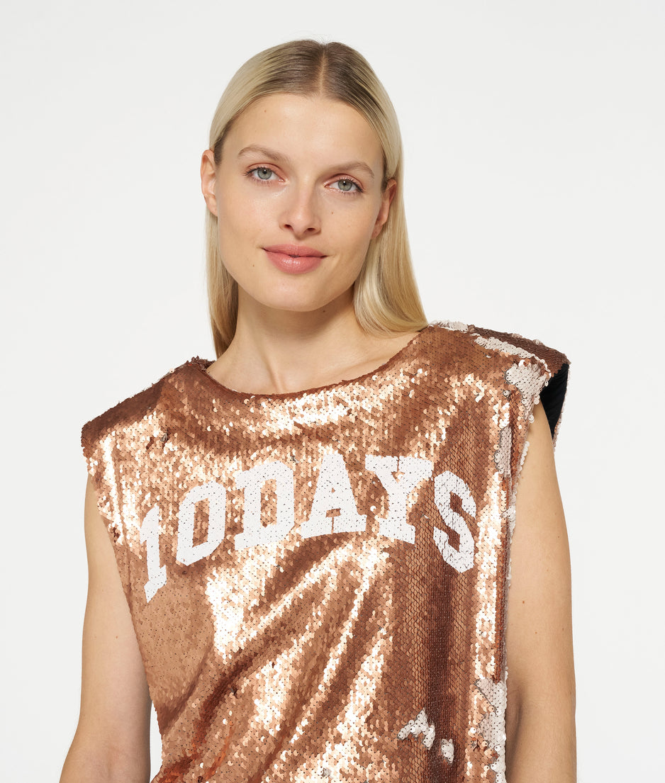 padded top sequins | rose gold