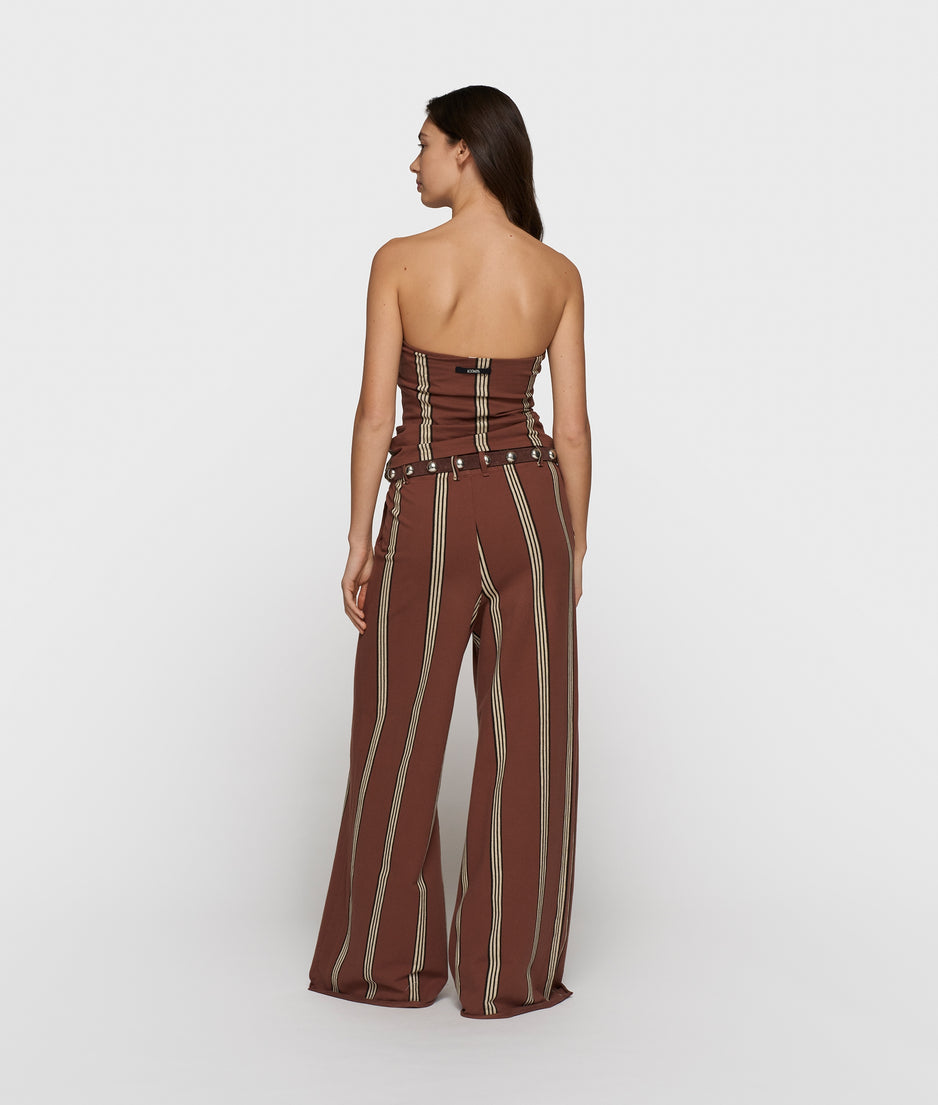 wide leg jogger stripes | deep brown