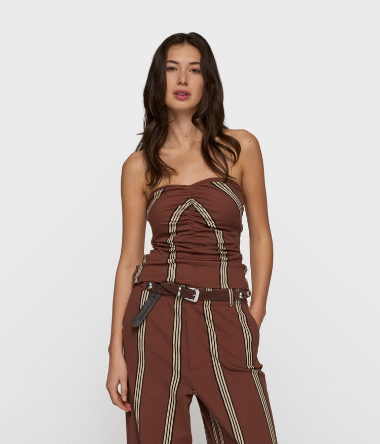 strapless top stripes | deep brown