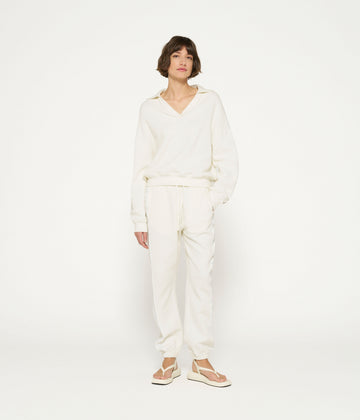 texture fleece jogger | ecru
