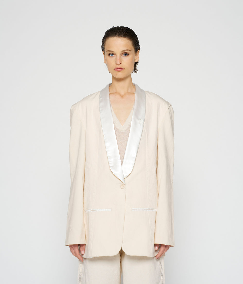 smoking blazer slub twill | ecru