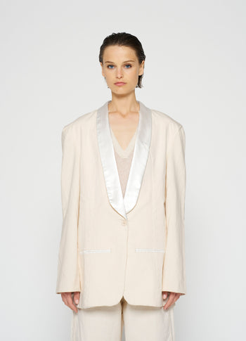 smoking blazer slub twill | ecru