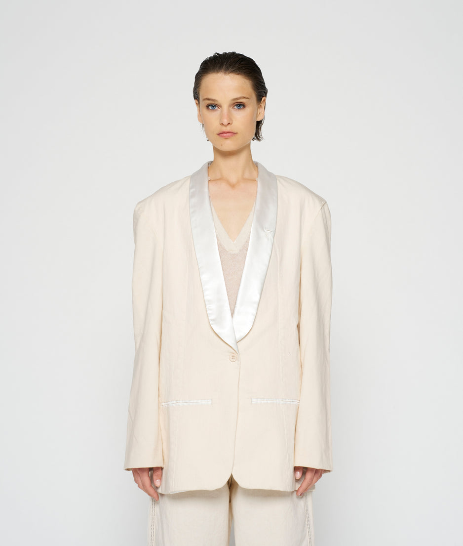 smoking blazer slub twill | ecru