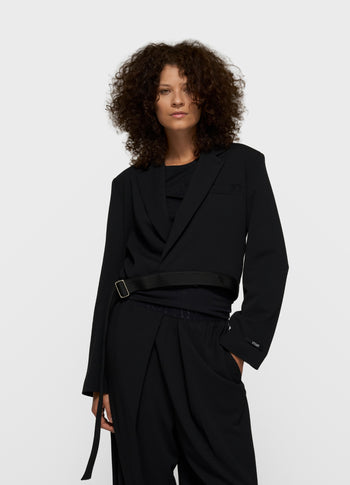 belted blazer crepe | black