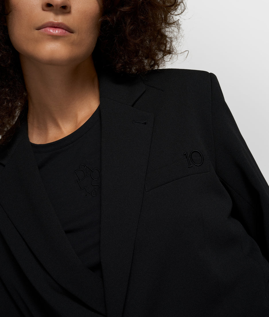 belted blazer crepe | black