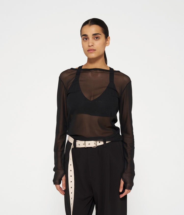 mesh tee glitter | black
